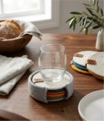 Premium Cotton Rope multicolor Coasters Set – Durable Eco-Friendly and Stylish Drink Protectors for Home and Office Set of 6 with Unique Leather Branding