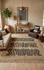 Handmade Moroccan-Inspired Optical Kilim Rug – Ivory & Black - Image 3