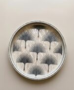 Handmade Mother of Pearl  Gray Round Serving Tray – White Crane Design | 45 cm - Image 3