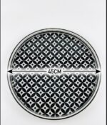 Geometric Pattern Mother of Pearl Wooden Serving Tray – Black & White | 45 cm - Image 2
