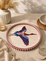 Handcrafted Flying Crane Decorative Tray – 45 CM Round Serving Tray