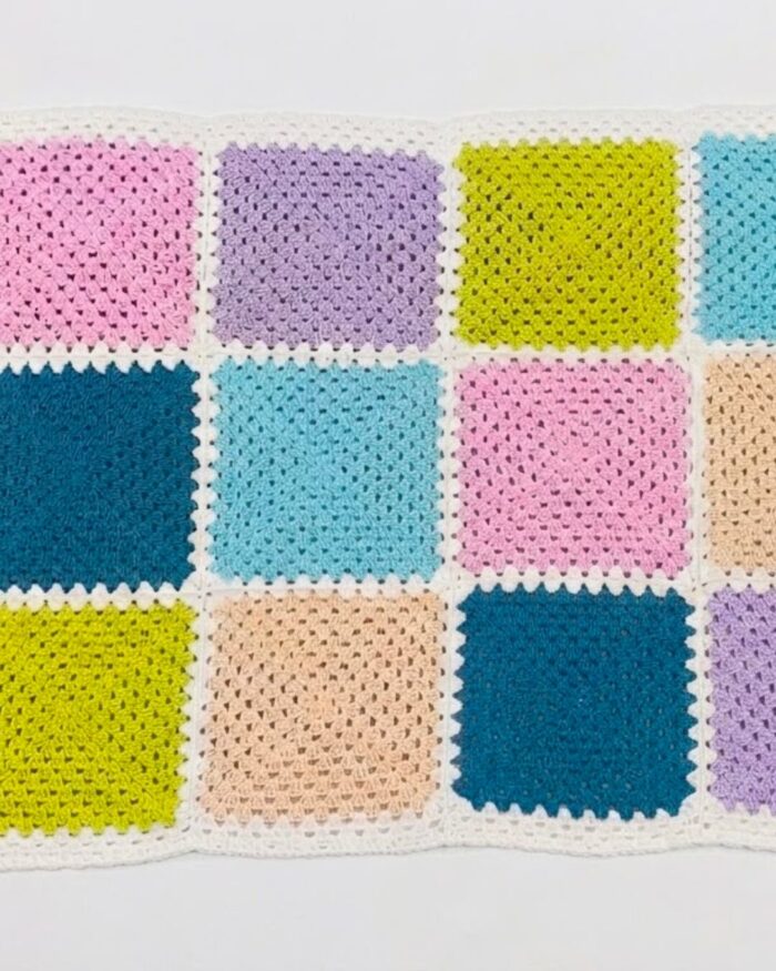 Handcrafted  Colorful Cozy Squares Crochet Throw - Image 3