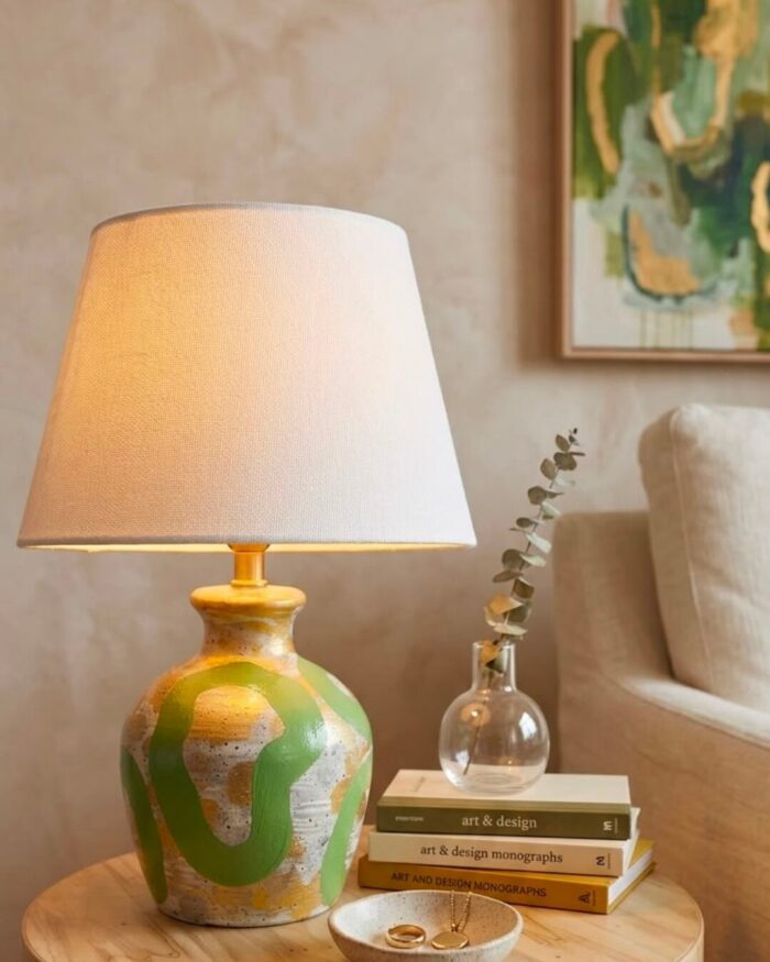 Oasis Hand Painted Wooden Lamp - Image 2