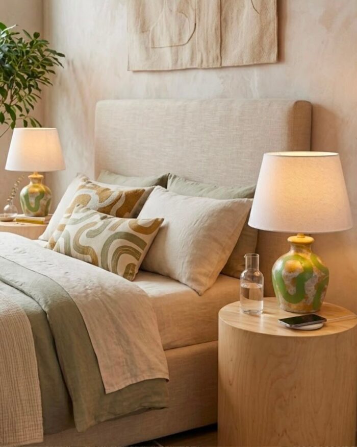 Oasis Hand Painted Wooden Lamp - Image 4