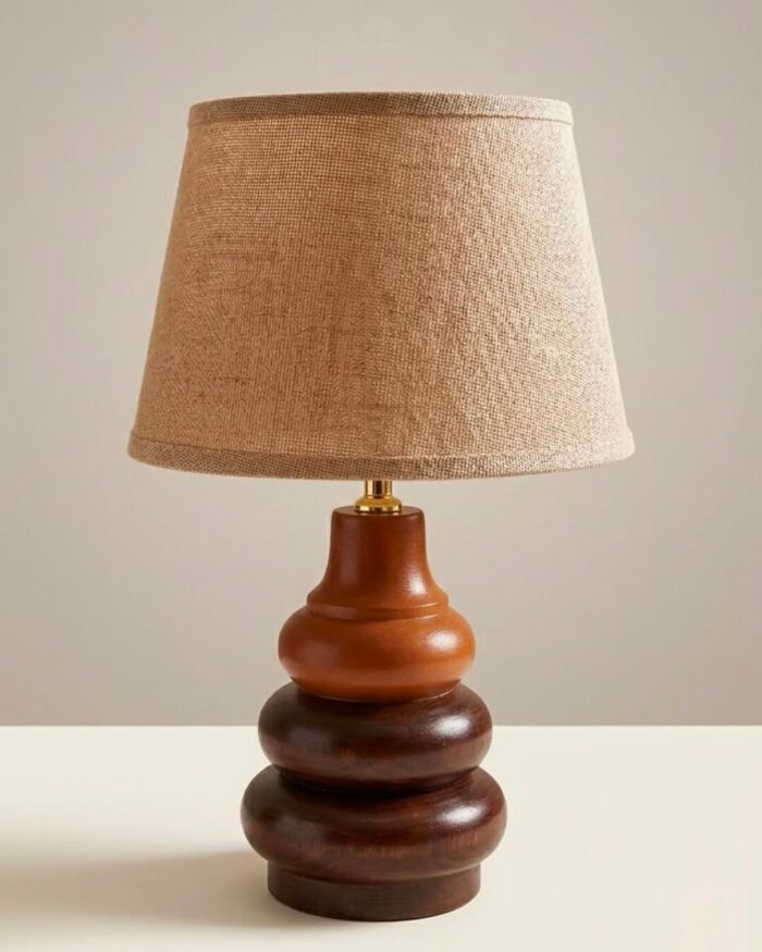 Two-Tone handcrafted wooden table lamp - Image 1