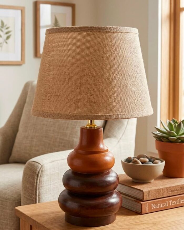 Two-Tone handcrafted wooden table lamp - Image 2