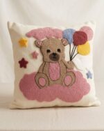 Dreamy Cloud Teddy and Balloon  hand- tufted cushion