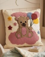 Dreamy Cloud Teddy and Balloon  hand- tufted cushion - Image 2