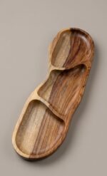Natural Live Edge Wooden Serving Tray - 3-Compartment Handcrafted Snack Platter - Image 3