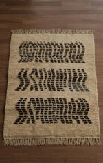 Handmade Moroccan-Inspired Optical Kilim Rug – Ivory & Black - Image 2