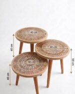 Handmade Mother-of-Pearl Mosaic Nesting Side Tables – Set of 3 - Image 4