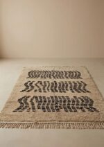 Handmade Moroccan-Inspired Optical Kilim Rug – Ivory & Black - Image 4