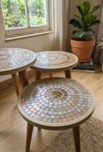 Handmade Mother-of-Pearl Mosaic Nesting Side Tables – Set of 3 - Image 3