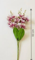 Artificial Pink Magnolia Flower Arrangement in Crystal Glass Vase - Image 3