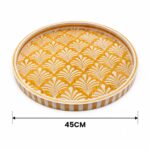 Golden Palm Mosaic Round Serving Tray – 45 cm - Image 3