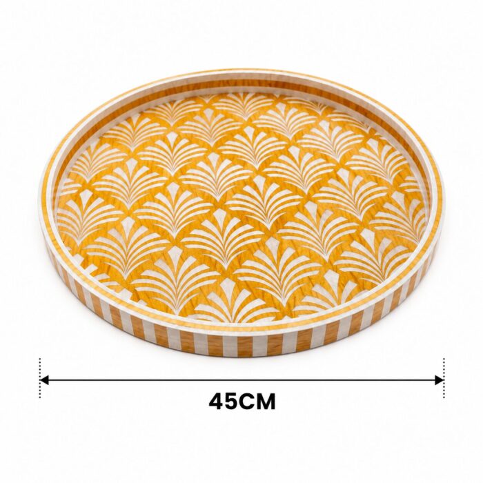 Golden Palm Mosaic Round Serving Tray – 45 cm - Image 3