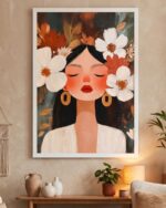 Terracotta Bloom , Botanical Portrait Fabric Art Print - Image 4