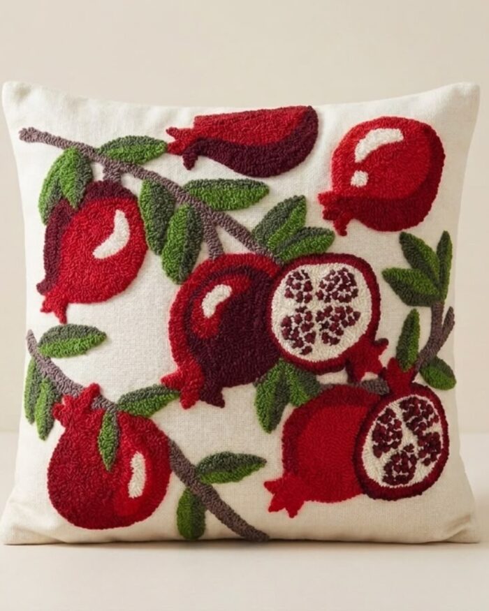 Crimson Pomegranate Tufted cushion - Image 2