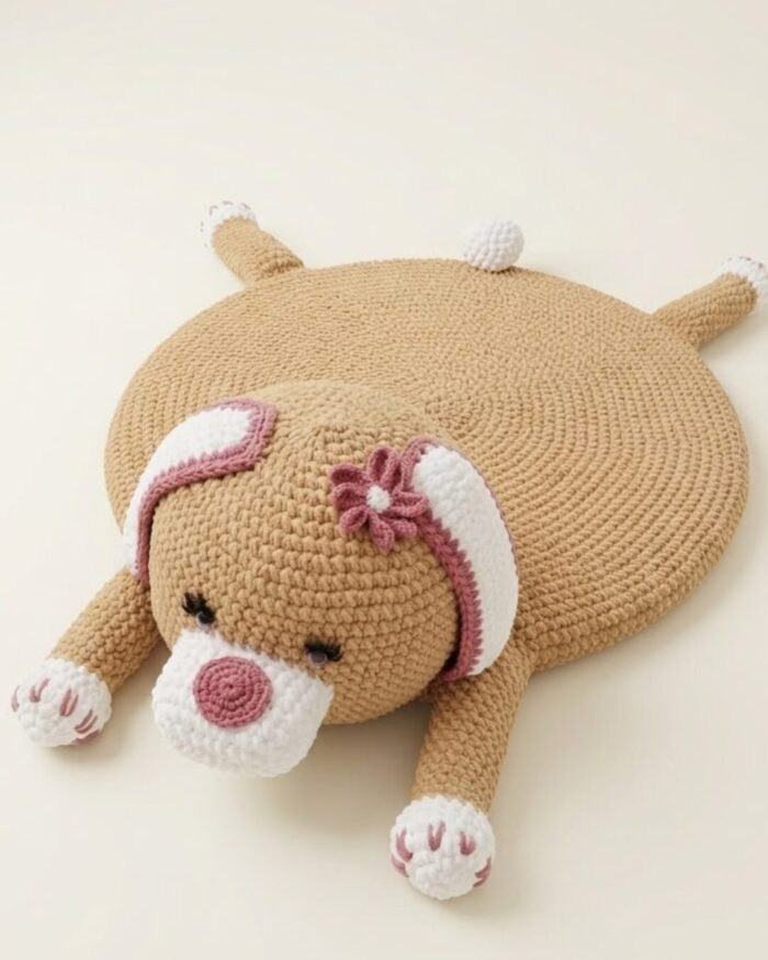 Happy Pup Hand-Crocheted Nursery Playmat and Rug - Image 3