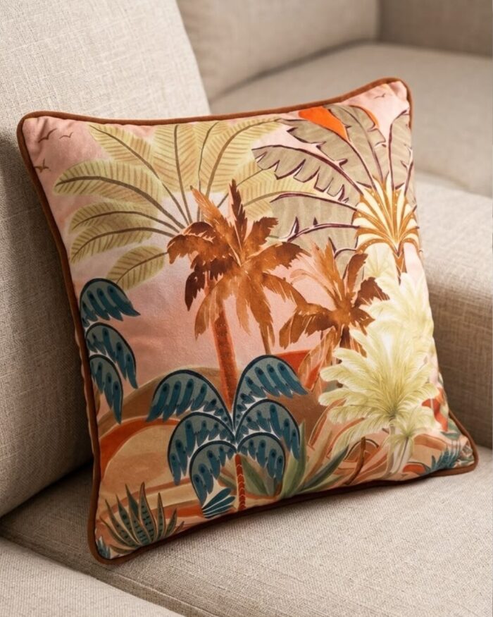 Sunset Palms Velvet printed cushion - Image 4