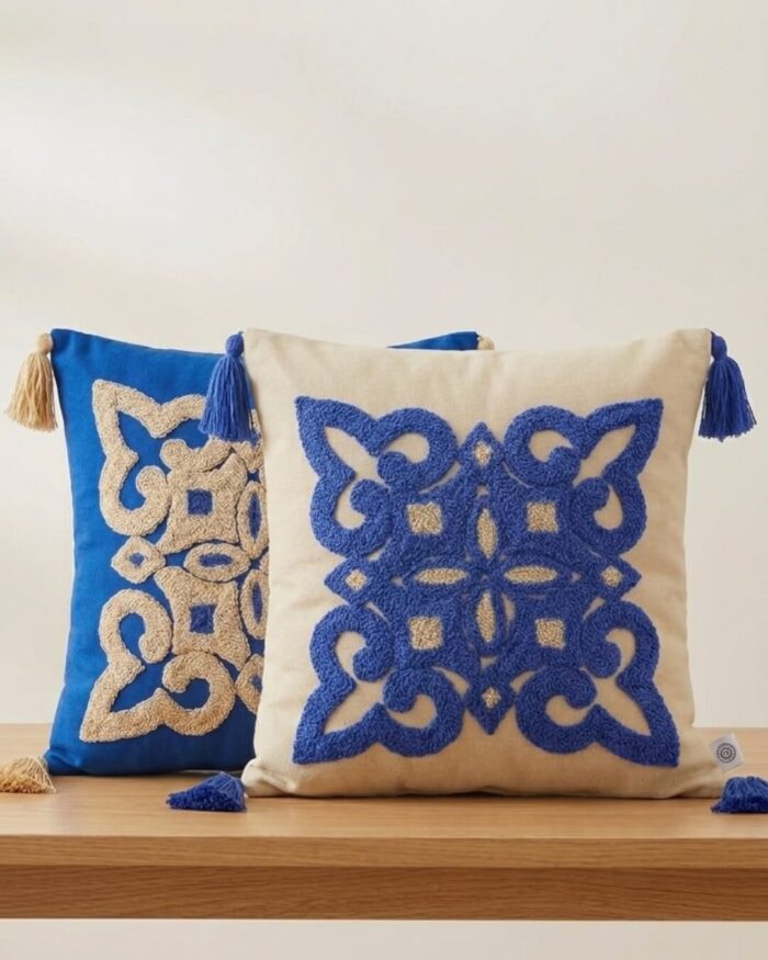 Casablanca Tufted Medallion Cushion with Tassels - Image 1