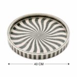 Handcrafted Round Mother of Pearl Serving Tray – Black & White Swirl Decorative Tray for Coffee Table & Home Décor - Image 3