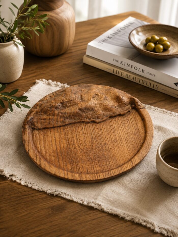 Handcrafted Sinai Mountains Engraved Natural Wood Decorative Plate - Image 1