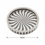 Handcrafted Round Mother of Pearl Serving Tray – Black & White Swirl Decorative Tray for Coffee Table & Home Décor - Image 2