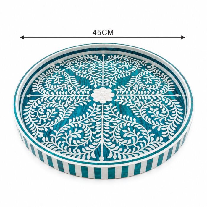 Arabesque Mother-of-Pearl Round Wooden Tray – 45 cm - Image 2