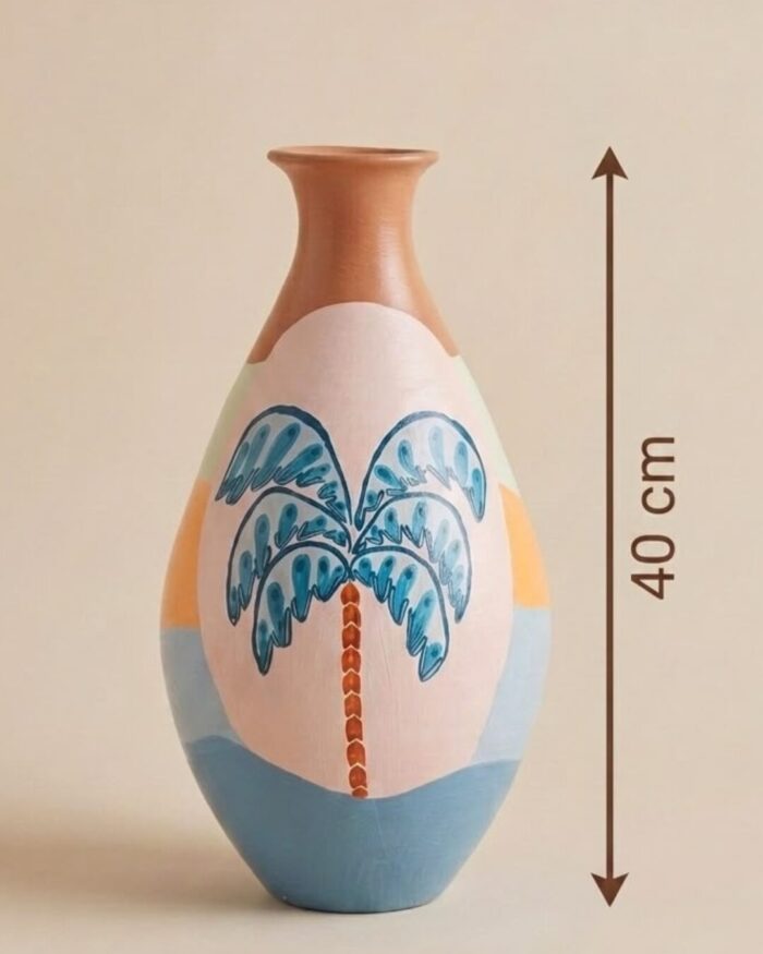 The Palm Oasis Hand-Painted Pottery Vase - Image 2