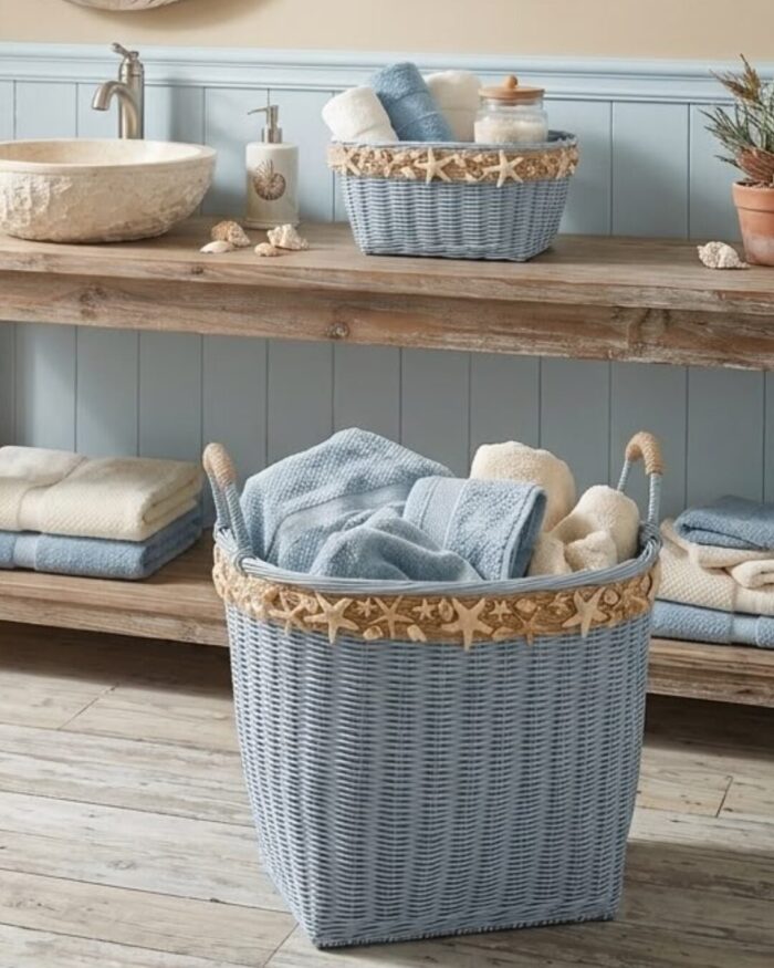 Azur Coastal Handmade Wicker Set Organizers ( set of 2) - Image 1