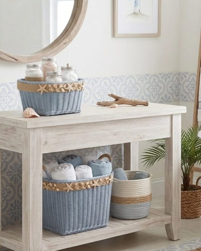 Azur Coastal Handmade Wicker Set Organizers ( set of 2) - Image 2