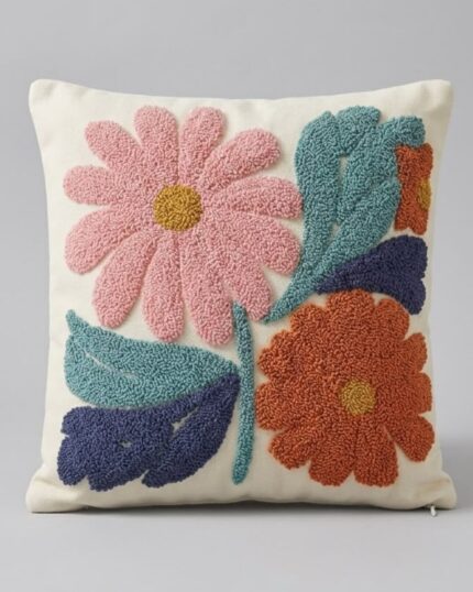 The Solstice Bloom Embroidered Cushion