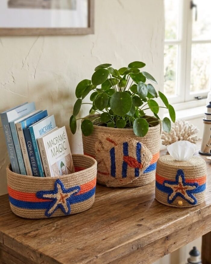 The Riviera Handwoven Coastal Organizer Set ( set of 3) - Image 2