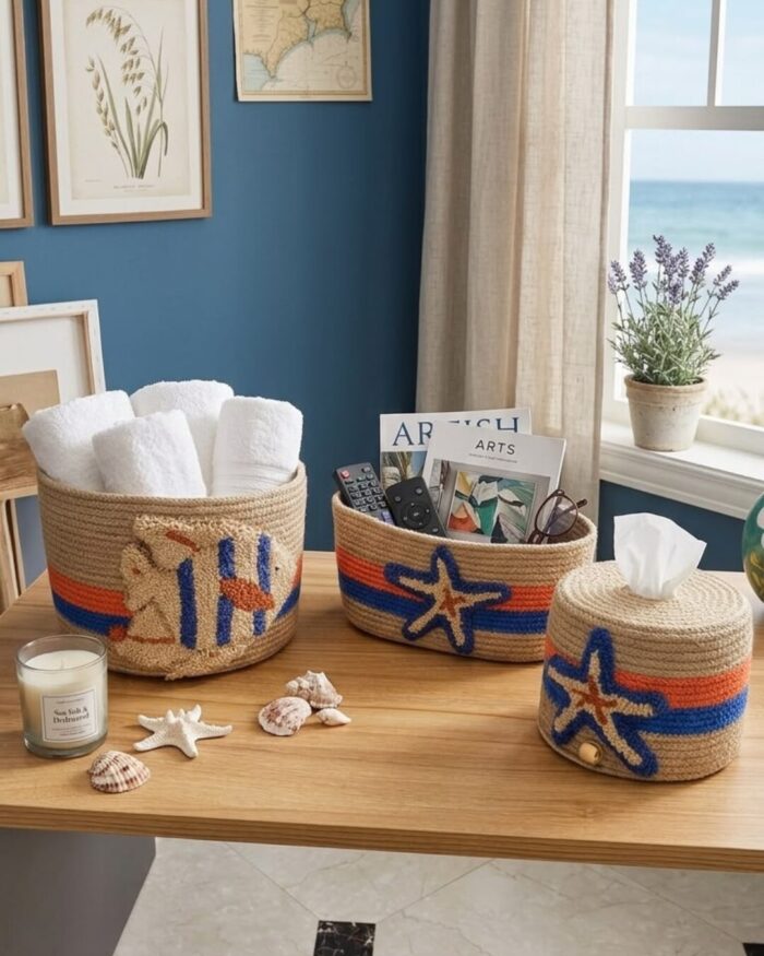 The Riviera Handwoven Coastal Organizer Set ( set of 3) - Image 1