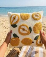 The Sun -Kissed Pear and Citrus Embroidered cushion