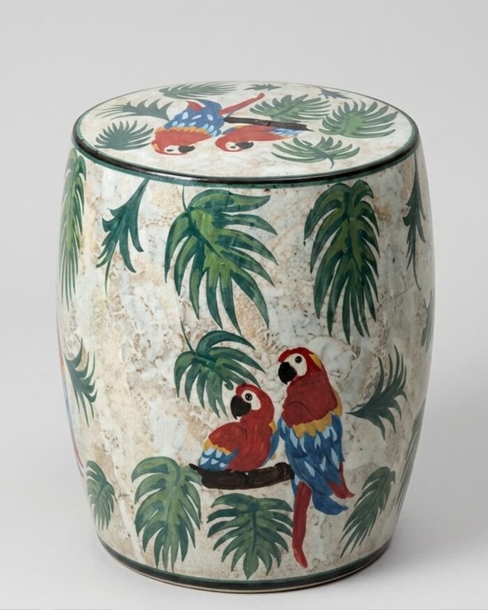 The Macaw Oasis Mother of Pearl Side Table and Pouf - Image 2