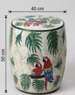 The Macaw Oasis Mother of Pearl Side Table and Pouf - Image 4