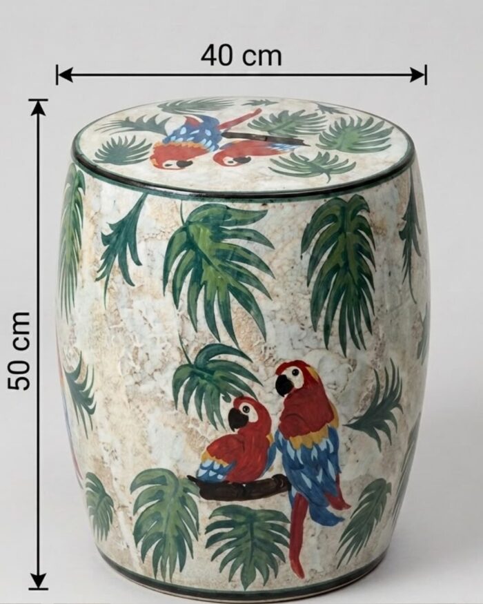 The Macaw Oasis Mother of Pearl Side Table and Pouf - Image 4