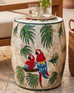 The Macaw Oasis Mother of Pearl Side Table and Pouf - Image 5