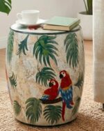 The Macaw Oasis Mother of Pearl Side Table and Pouf - Image 6