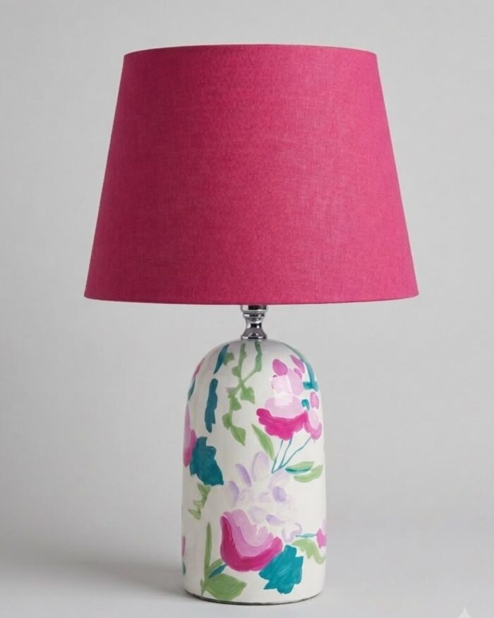 The Magenta Petal Hand-Painted Table Lamp - Image 2