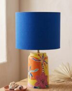 Hand- Painted  Indigo Botanica Artisan Table Lamp. - Image 3