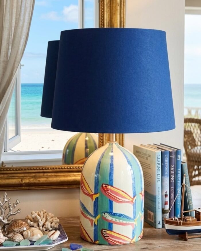 Hand Painted Coastal Catch Table Lamp - Image 3