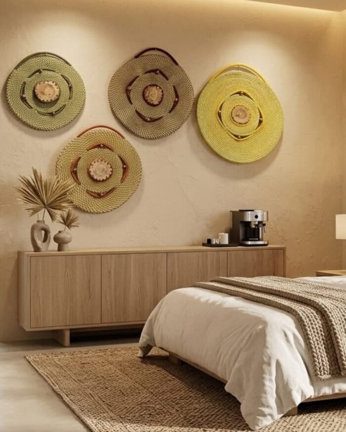 Verdant Rings and Coiled Artisan Wall Tapestry (set of 4) - Image 3