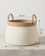 Large Bohemian Woven Cotton and Jute Storage Basket - Image 3