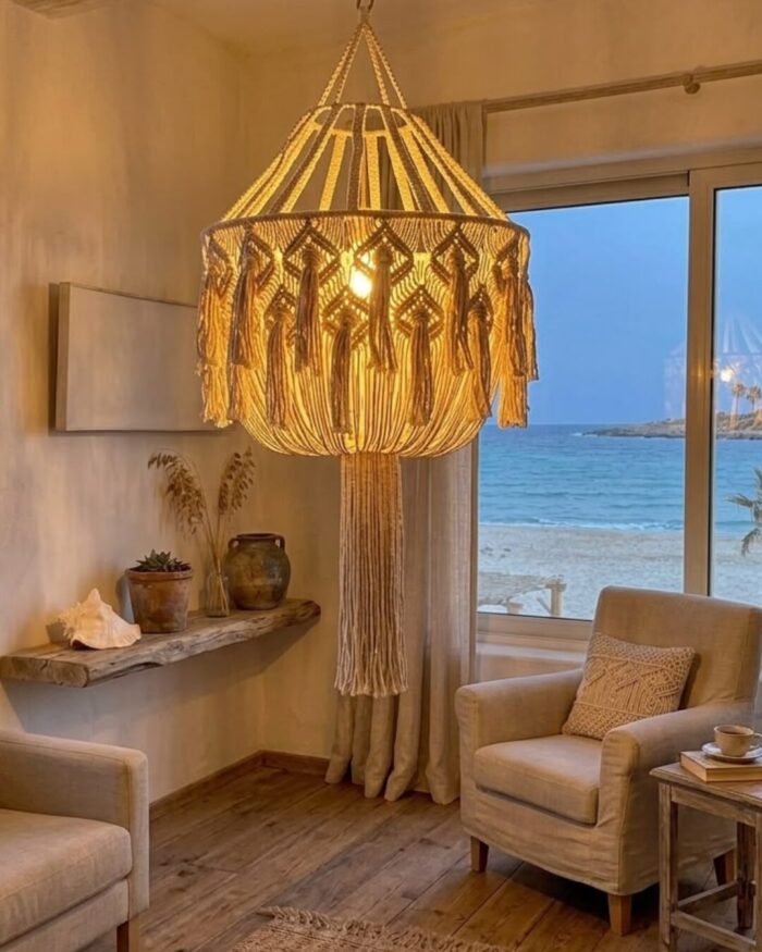 The Tulum Macrame Pendant  for Tropical and Coastal Vibe - Image 3