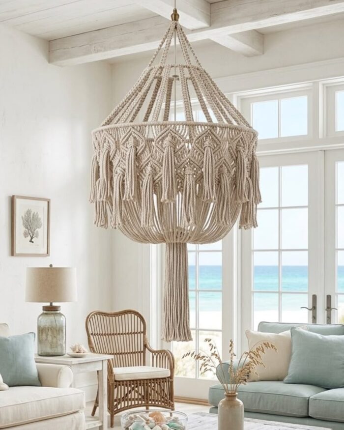 The Tulum Macrame Pendant  for Tropical and Coastal Vibe - Image 1