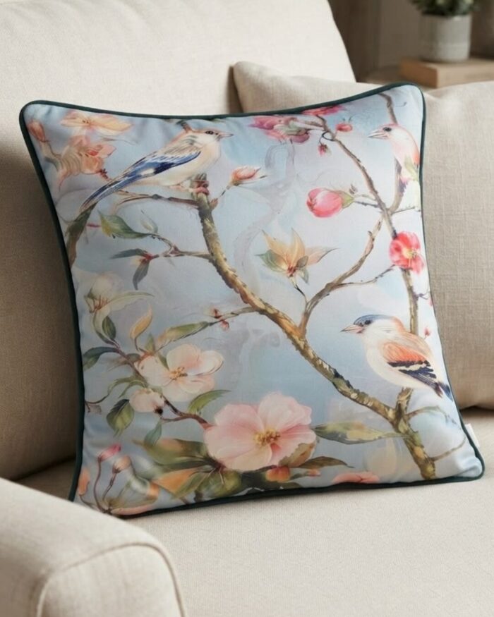 Heritage Songbird  Decorative Velvet Cushion - Image 2