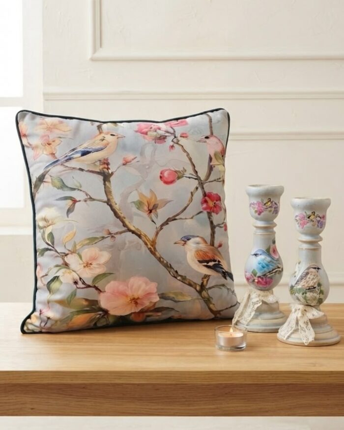 Heritage Songbird  Decorative Velvet Cushion - Image 4